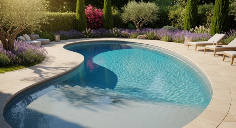 Exemple de piscine enterrée réalisée à Curzon